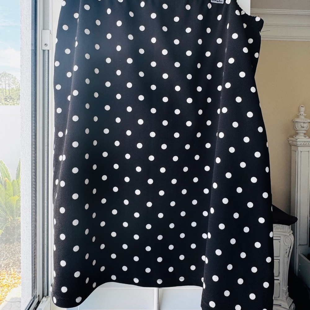 Black and White Midi Polka Dot Pencil Skirt